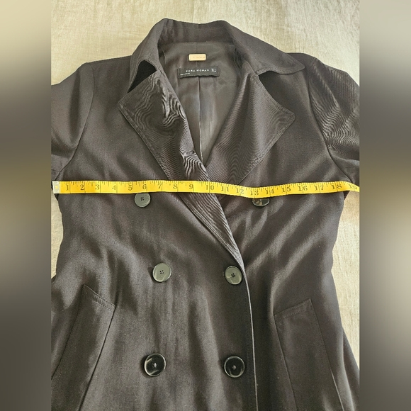 EUC Size S ZARA Black Trench Coat - Picture 9 of 11